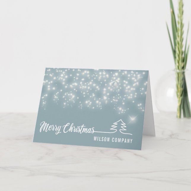 Sparkling script Merry Christmas  corporate Holida Holiday Card (Front)