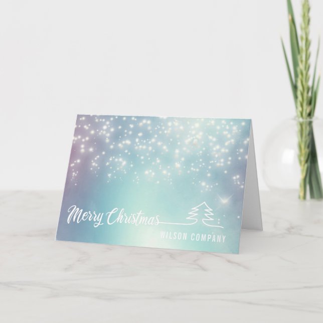 Sparkling script Merry Christmas  corporate  Holiday Card (Front)
