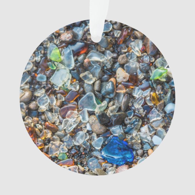 Sparkling Sea Glass from the Ocean Name Ornament (Front)