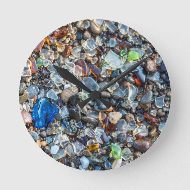 Sparkling Sea Glass Round Clock (Front)