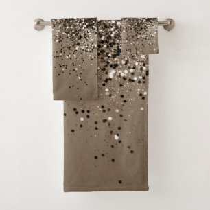 Sparkling Sepia Lady Glitter #1 #shiny Bath Towel Set