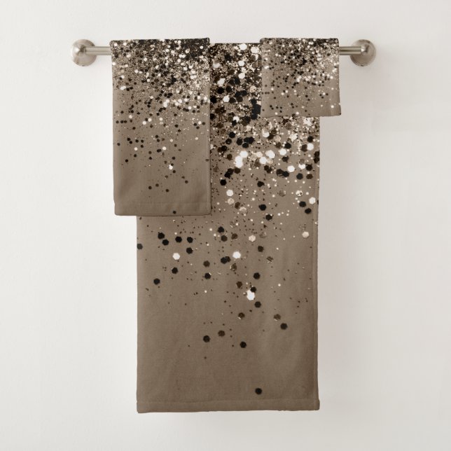 Sparkling Sepia Lady Glitter #1 #shiny Bath Towel Set (Insitu)