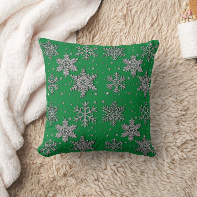 Sparkling silver glitter snowflakes      cushion (Blanket)