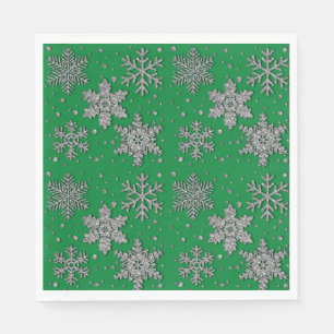 Sparkling silver glitter snowflakes     napkin