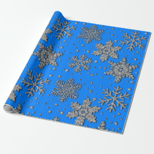 Sparkling silver glitter snowflakes   wrapping paper