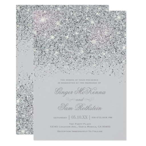 Image of Sparkling Silver Glitter Wedding Invitations
