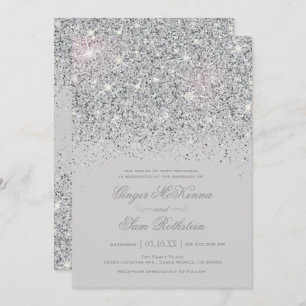 Sparkling Silver Glitter Wedding Invitations