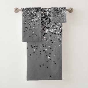 Sparkling Silver Gray Lady Glitter #1 #shiny Bath Towel Set