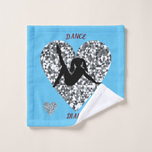 Sparkling Silver Heart Dance Wash Cloth Towel