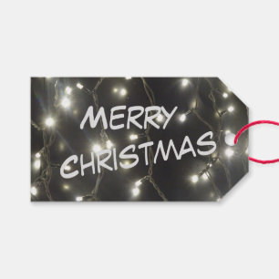 Sparkling Silver Lights Christmas Gift Tag
