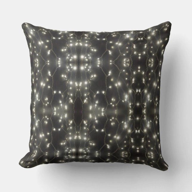 Sparkling Silver Lights Throw Pillow (Front)