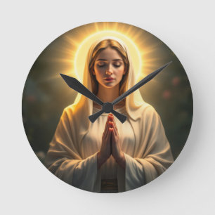 Sparkling Sincerity: Virgin Mary Prayer Round Clock