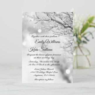 Sparkling Snow and Ice Winter Wedding Invitation