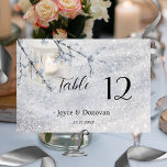 Sparkling Snow Lantern Winter Wedding Table Number<br><div class="desc">Table number card featuring a candle lit lantern in sparkling snow. Beautiful for a winter or Christmas wedding.</div>