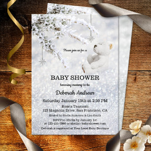 Sparkling Snow Winter Baby Shower Invitation
