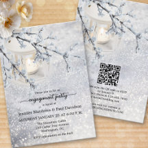 Sparkling Snow Winter QR Code Engagement Party