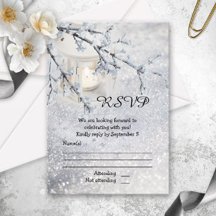 Sparkling Snow Winter Wedding RSVP Card