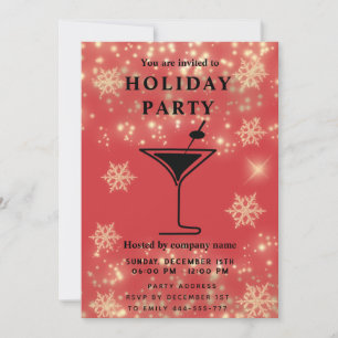 Sparkling snowflake cocktail Holiday party Invitation