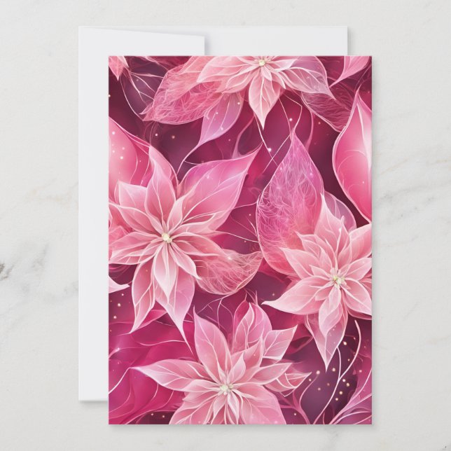 Sparkling Soft Pink Poinsettia Holiday Card (Front)