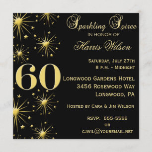 Sparkling Soiree 60th Birthday Invitations