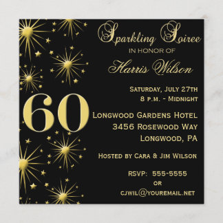 Sparkling Soiree 60th Birthday Invitations