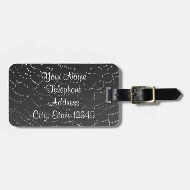 Sparkling Spiderweb Luggage Tag (Front Horizontal)