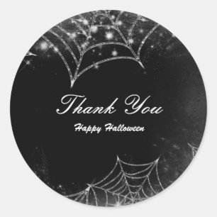 Sparkling Spiderwebs Halloween Party Favour Classic Round Sticker