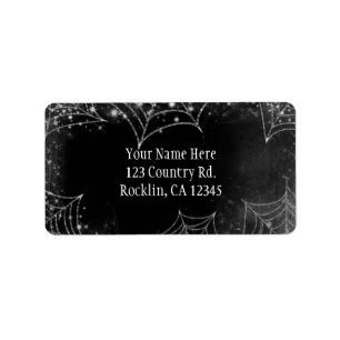 Sparkling Spiderwebs Halloween Party Invitation Label