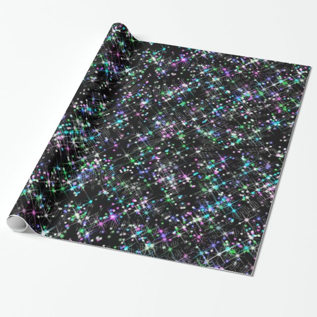 Sparkling Star Dust Wrapping Paper (Unrolled)