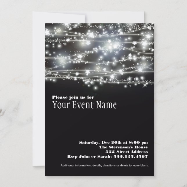 Sparkling Star Holiday Celebration Invitation Card (Front)