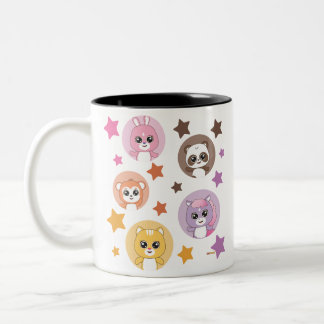 Sparkling Stars and Cute Animal Faces Mug