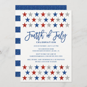 Sparkling Stars   Fourth of July Party Invitation