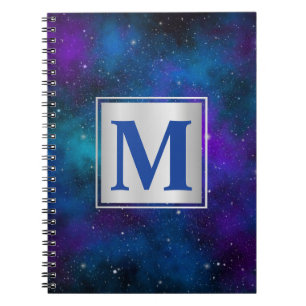 Sparkling Stars on Blue & Purple Space Background Notebook