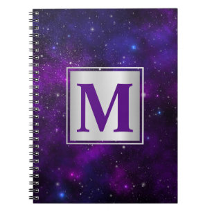 Sparkling Stars on Deep Purple Space Background Notebook