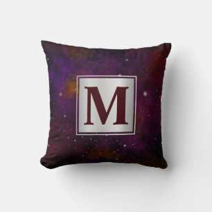 Sparkling Stars on Deep Red Space Background Cushion