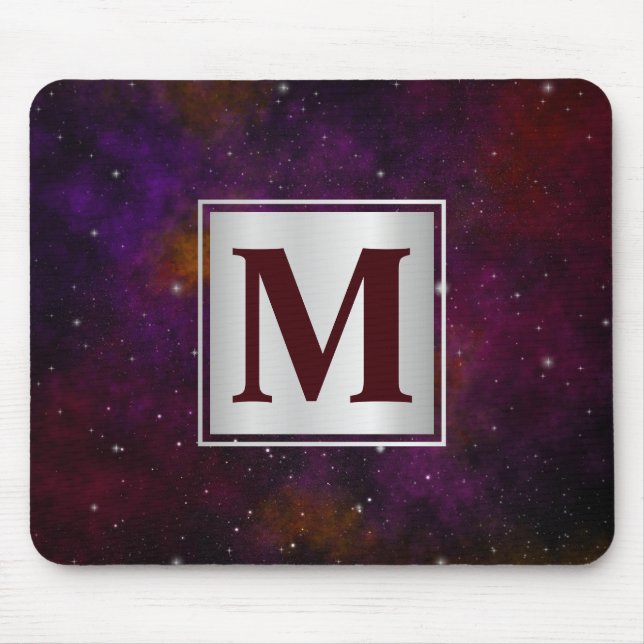 Sparkling Stars on Deep Red Space Background Mouse Mat (Front)