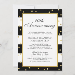 Sparkling Stripes   10th Wedding Anniversary Party Invitation