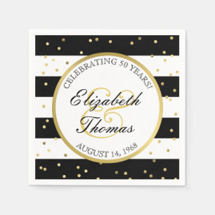Sparkling Stripes   50th Wedding Anniversary Napkin