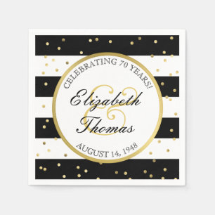 Sparkling Stripes   70th Wedding Anniversary Party Napkin