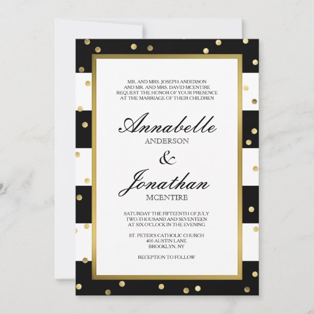 Sparkling Stripes | Elegant Wedding Invitation (Front)