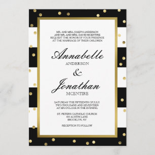 Sparkling Stripes Elegant Wedding Invitation