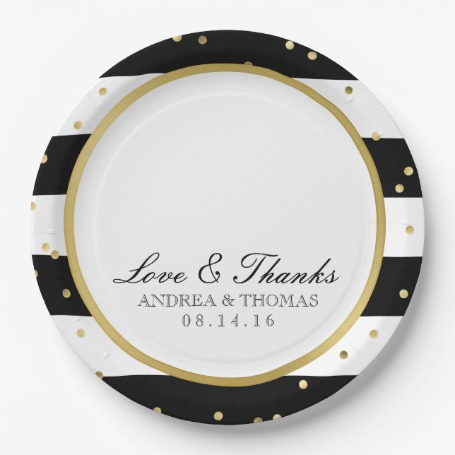 Sparkling Stripes | Elegant Wedding Plates (Front)