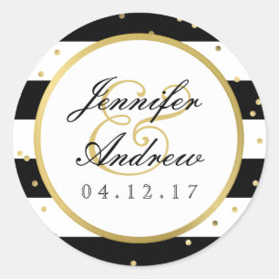 Sparkling Stripes   Elegant Wedding Sticker