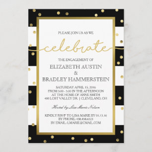 Sparkling Stripes   Engagement Party Invitation