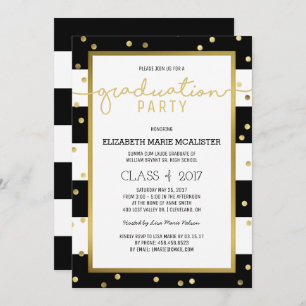 Sparkling Stripes   Graduation Party Invitation