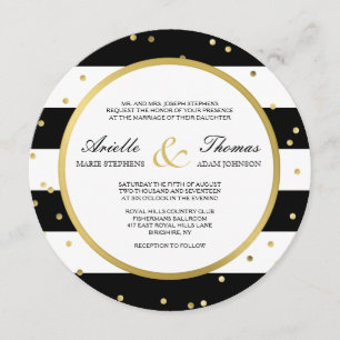 Sparkling Stripes   Round Wedding Invitation