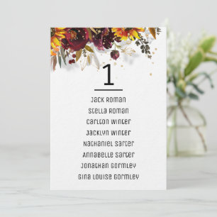 Sparkling Sun And Wine Wedding Seating Chart Card