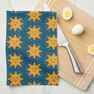 Sparkling Suns Cute and Charming Pattern  Tea Towel