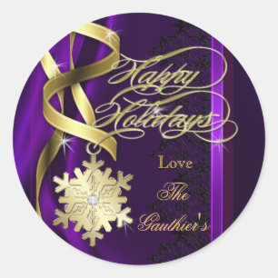 Sparkling Swirls Snowflake Holiday Purple Sticker