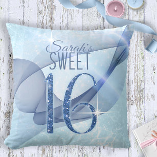 Sparkling Swirls Sweet Sixteen Blue ID652 Cushion